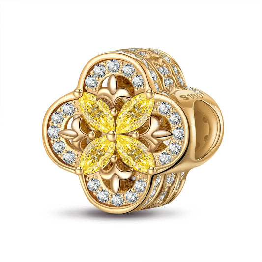gona- Clover Brilliance Tarnish-resistant Silver Charms In 14K Gold Plated