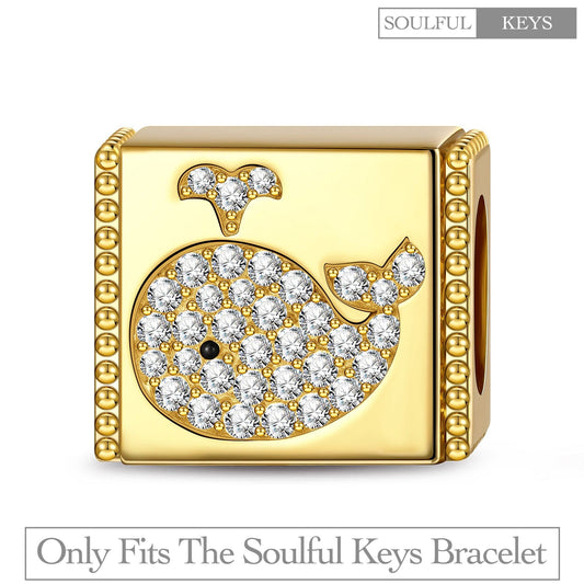gona- Enormous Whale Tarnish-resistant Silver Rectangular Charms In 14K Gold Plated