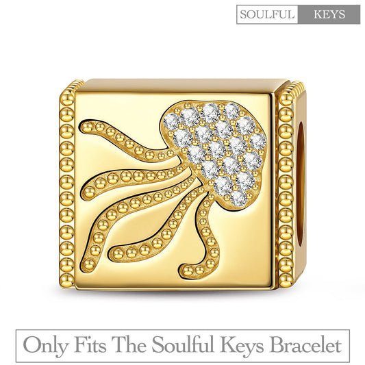 gona- Ethereal Jellyfish Tarnish-resistant Silver Rectangular Charms In 14K Gold Plated