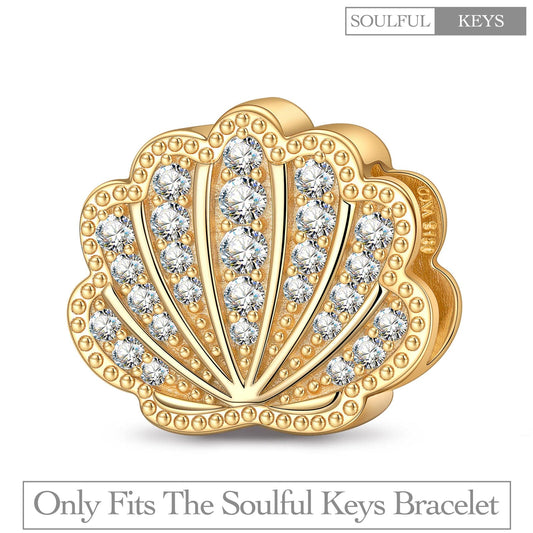 gona- Gleaming Seashell Tarnish-resistant Silver Rectangular Charms In 14K Gold Plated