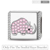 Majestic Rhinoceros Tarnish-resistant Silver Rectangular Charms In White Gold Plated