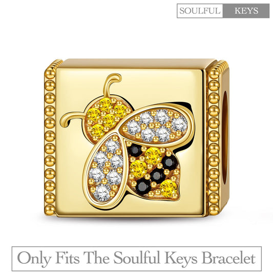 gona- Industrious Bee Tarnish-resistant Silver Rectangular Charms In 14K Gold Plated