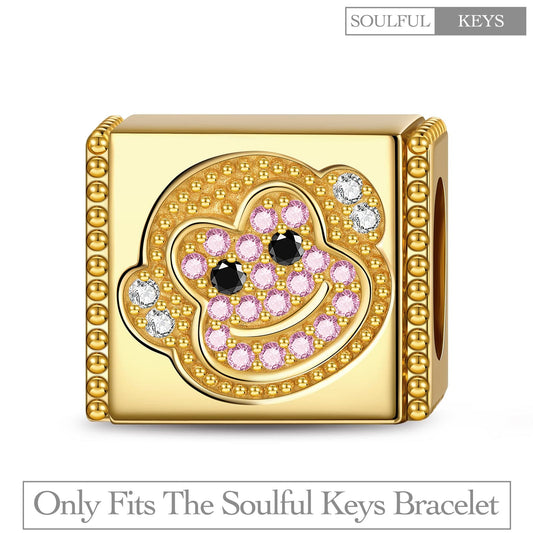 gona- Agile Monkey Tarnish-resistant Silver Rectangular Charms In 14K Gold Plated