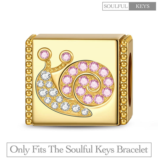 gona- Quiet Snail Tarnish-resistant Silver Rectangular Charms In 14K Gold Plated