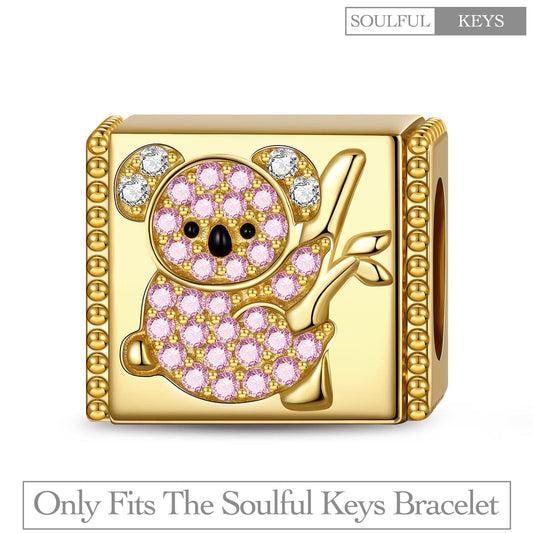 gona- Eucalyptus-loving Koala Tarnish-resistant Silver Rectangular Charms With Enamel In 14K Gold Plated