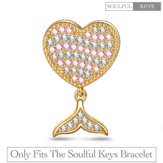 gona- Graceful Mermaid Tarnish-resistant Silver Rectangular Dangle Charms In 14K Gold Plated