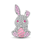 Shining Easter Bunny Tarnish-resistant Silver Charms With Enamel In White Gold Plated