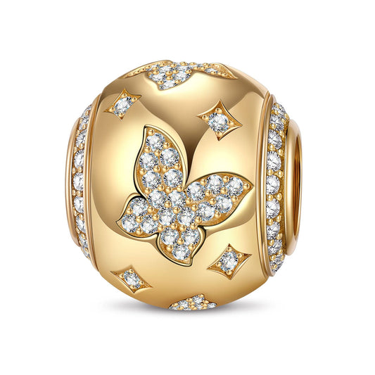 gona- Starslit Butterfly Tarnish-resistant Silver Charms In 14K Gold Plated