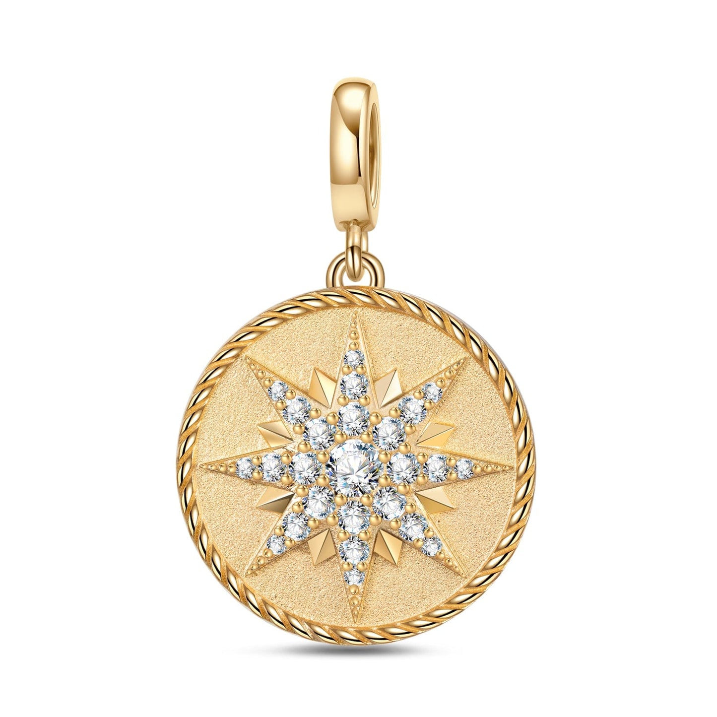 Shining North Star Tarnish-resistant Silver Dangle Charms In 14K Gold Plated