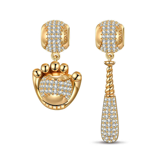 gona- Baseball Tarnish-resistant Silver Dangle Charms In 14K Gold Plated