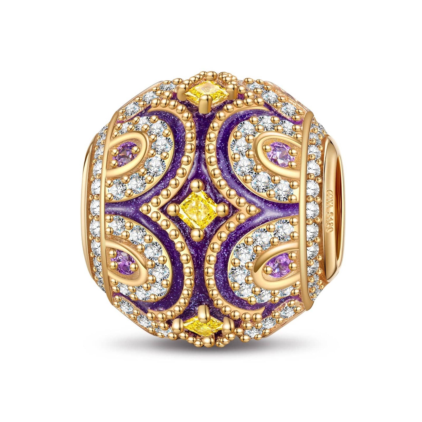 Solemn Purple Tarnish-resistant Silver Charms With Enamel In 14K Gold Plated