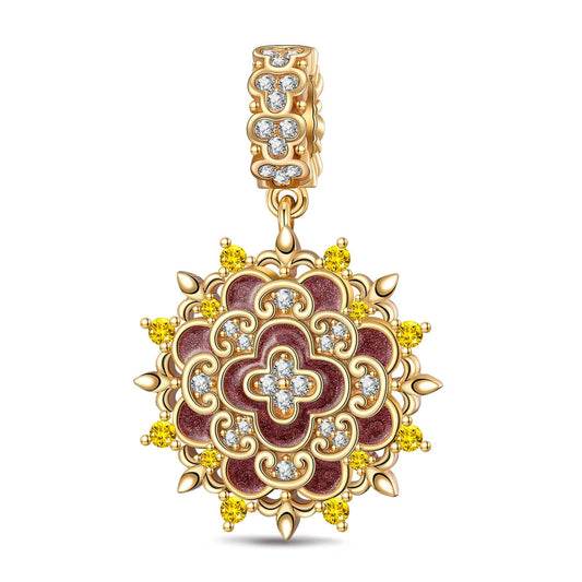gona- Clover Blossom Tarnish-resistant Silver Charms With Enamel In 14K Gold Plated