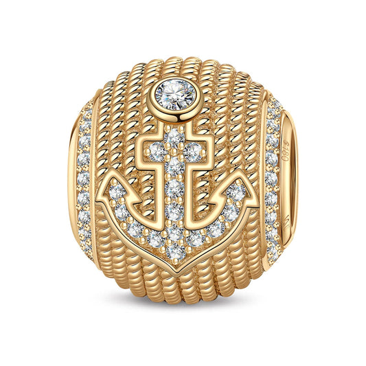 gona- Heart Anchor Tarnish-resistant Silver Charms In 14K Gold Plated