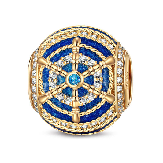 gona- Riding the Waves Tarnish-resistant Silver Charms With Enamel In 14K Gold Plated