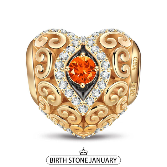 gona- Heart of Grace January Birthstone Tarnish-resistant Silver Charms With Enamel In 14K Gold Plated