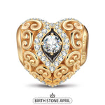 Heart of Grace April Birthstone Tarnish-resistant Silver Charms With Enamel In 14K Gold Plated