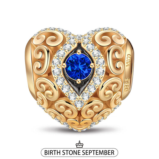gona- Heart of Grace September Birthstone Tarnish-resistant Silver Charms With Enamel In 14K Gold Plated