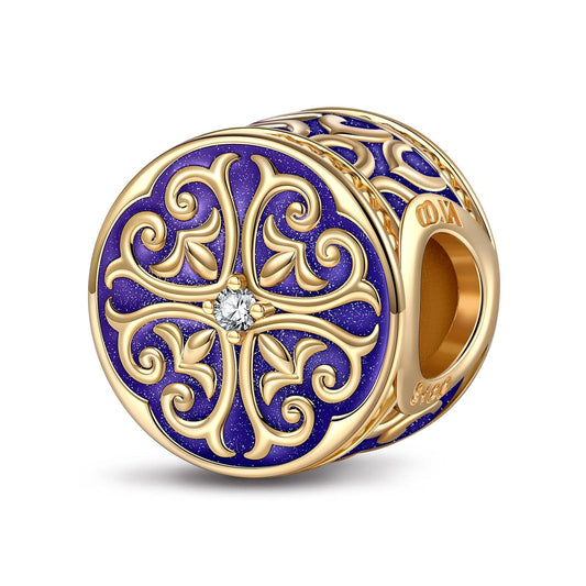 gona- Regal Purple Petals Tarnish-resistant Silver Charms With Enamel In 14K Gold Plated