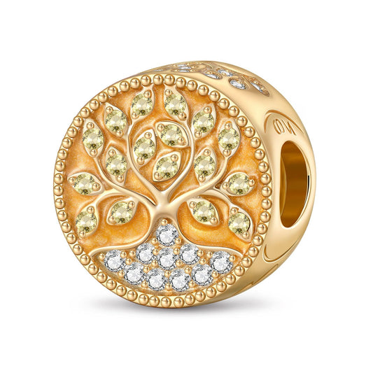 gona- Sunlit Tree Tarnish-resistant Silver Charms In With Enamel 14K Gold Plated