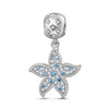Vibrant Starfish Tarnish-resistant Silver Dangle Charms In White Gold Plated