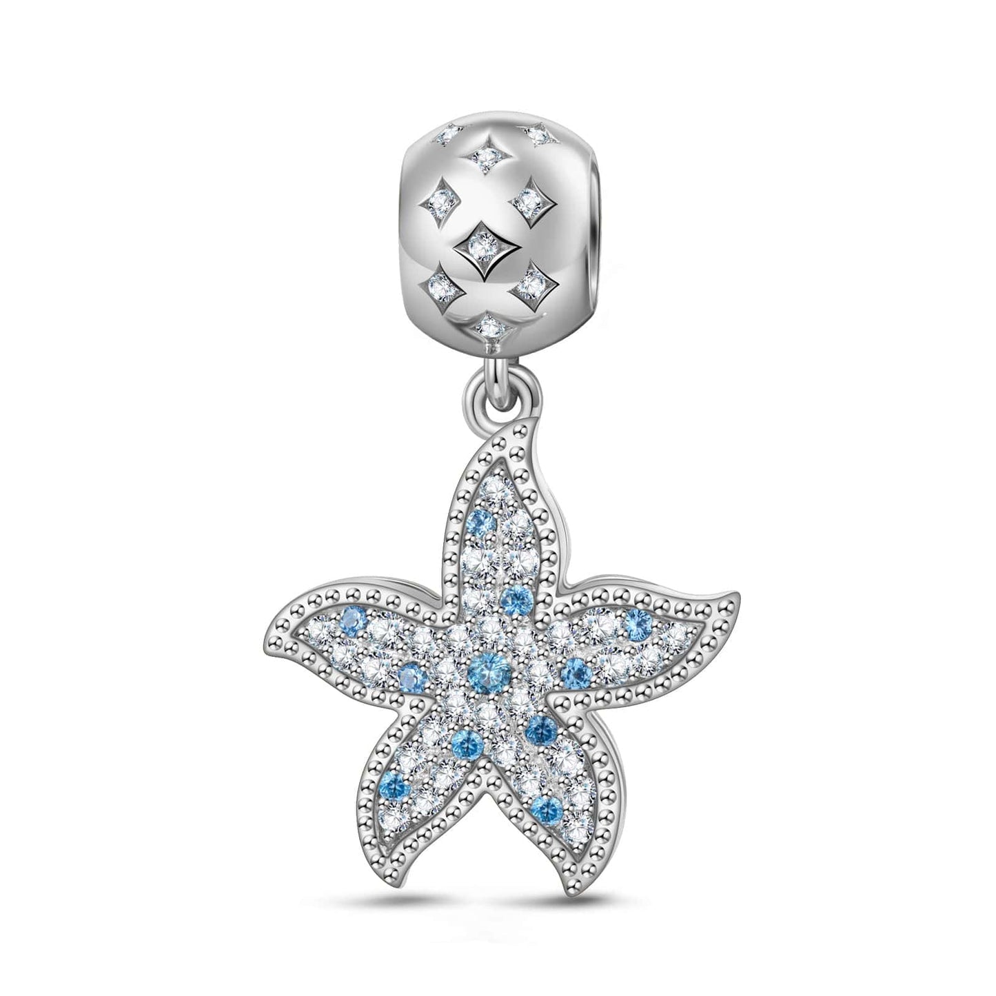 Vibrant Starfish Tarnish-resistant Silver Dangle Charms In White Gold Plated