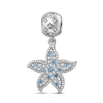 Vibrant Starfish Tarnish-resistant Silver Dangle Charms In White Gold Plated