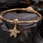 Vibrant Starfish Tarnish-resistant Silver Dangle Charms In 14K Gold Plated