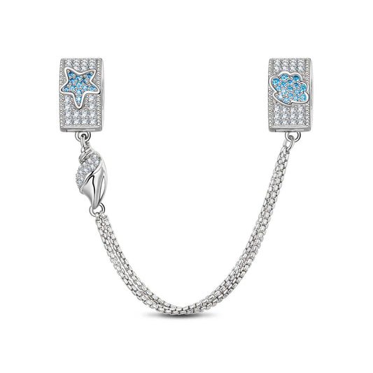 gona- Starfish and Seashell Tarnish-resistant Silver Safety Chain In White Gold Plated