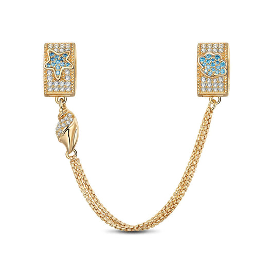 gona- Starfish and Seashell Tarnish-resistant Silver Safety Chain In 14K Gold Plated