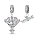 Graduation Bouquet Tarnish-resistant Silver Dangle Charms In White Gold Plated