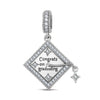 Customizable Engraving Congrats on Graduating Tarnish-resistant Silver Dangle Charms In White Gold Plated