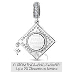 Customizable Engraving Congrats on Graduating Tarnish-resistant Silver Dangle Charms In White Gold Plated