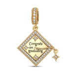 Customizable Engraving Congrats on Graduating Tarnish-resistant Silver Dangle Charms In 14K Gold Plated