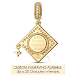 Customizable Engraving Congrats on Graduating Tarnish-resistant Silver Dangle Charms In 14K Gold Plated