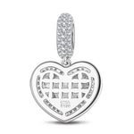 Emerald Heart Tarnish-resistant Silver Dangle Charms In White Gold Plated