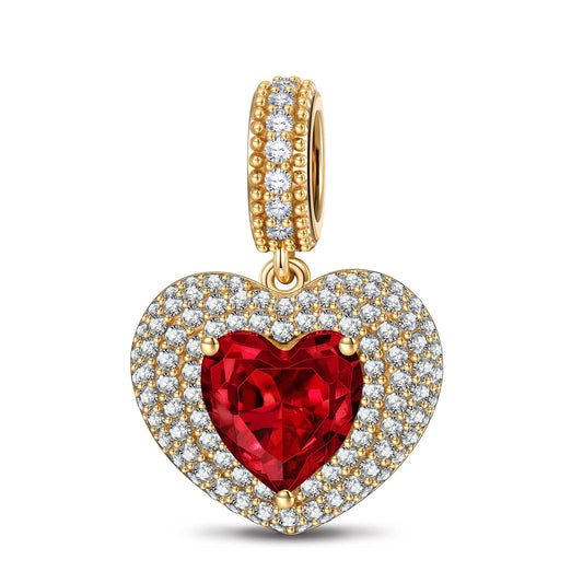 gona- Ruby Flames Tarnish-resistant Silver Dangle Charms In 14K Gold Plated