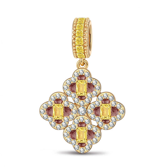gona- Mysterious Clover Tarnish-resistant Silver Dangle Charms With Enamel In 14K Gold Plated