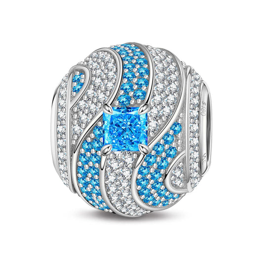 gona- Blue Soft Waves Tarnish-resistant Silver Charms In White Gold Plated