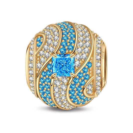 gona- Blue Soft Waves Tarnish-resistant Silver Charms In 14K Gold Plated