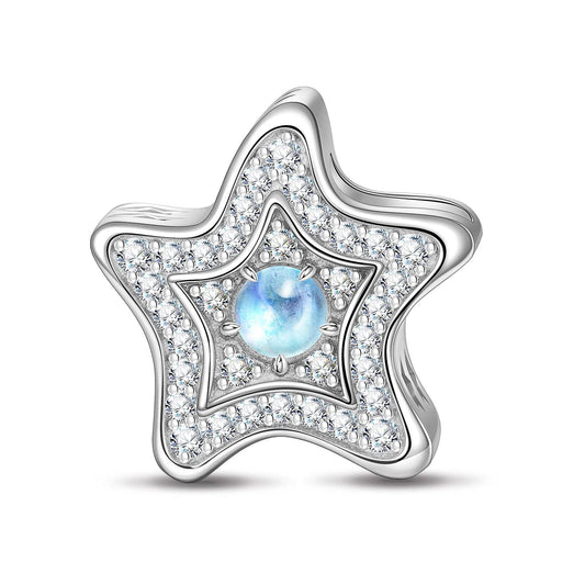 gona- Moonstone Starfish Tarnish-resistant Silver Charms In White Gold Plated