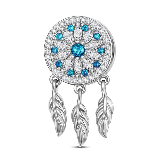 gona- Colorful Dreamcatcher Tarnish-resistant Silver Dangle Charms In White Gold Plated