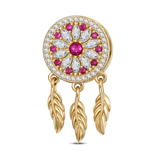 gona- Colorful Dreamcatcher Tarnish-resistant Silver Dangle Charms In 14K Gold Plated