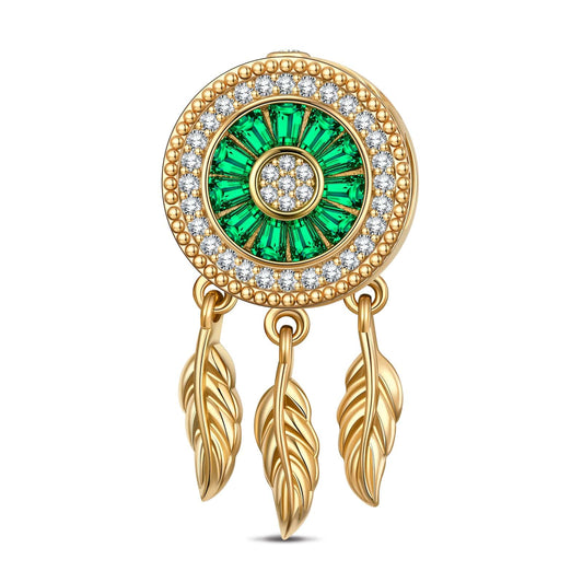 gona- Mystical Dreamcatcher Tarnish-resistant Silver Dangle Charms In 14K Gold Plated