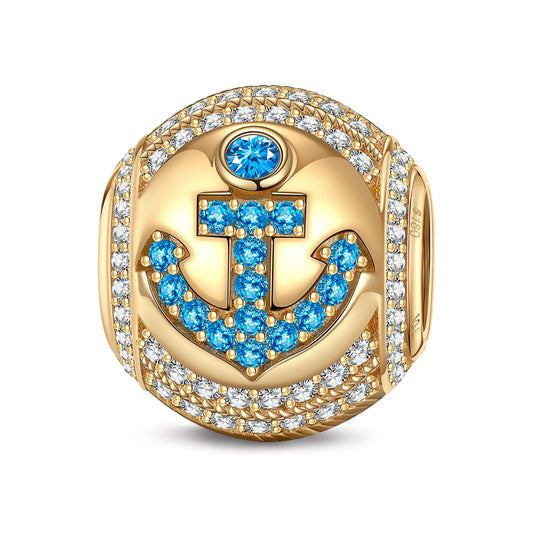 gona- Moonlit Anchor Tarnish-resistant Silver Charms In 14K Gold Plated