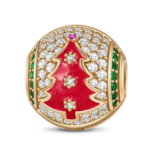 gona- Snow-kissed Christmas Tree Tarnish-resistant Silver Clips With Enamel In 14K Gold Plated