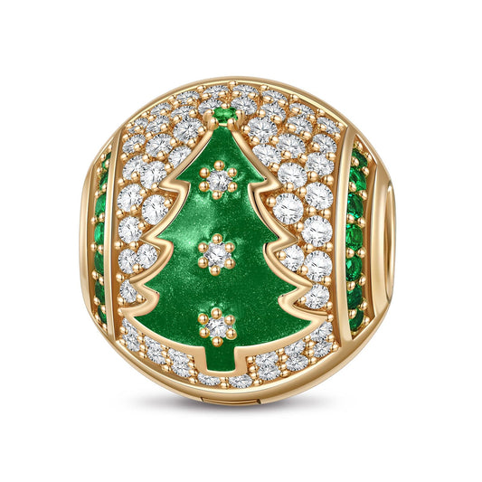 gona- Snow-kissed Christmas Tree Tarnish-resistant Silver Clips With Enamel In 14K Gold Plated