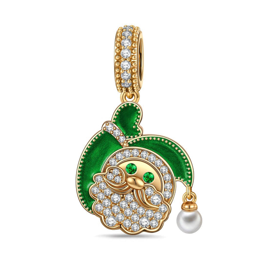 gona- Greetings, Santa Tarnish-resistant Silver Dangle Charms With Enamel In 14K Gold Plated