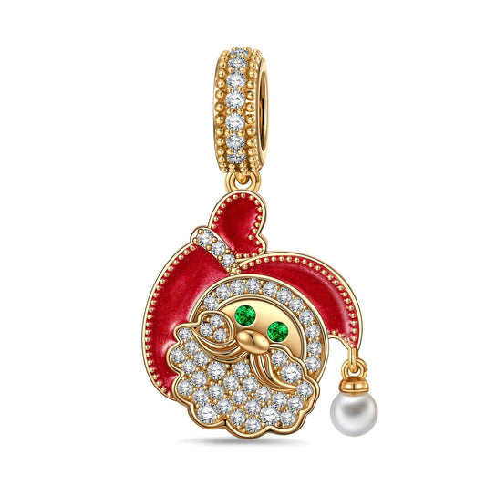 gona- Greetings, Santa Tarnish-resistant Silver Dangle Charms With Enamel In 14K Gold Plated