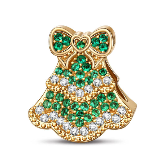 gona- Snowy Festive Tree Tarnish-resistant Silver Charms In 14K Gold Plated