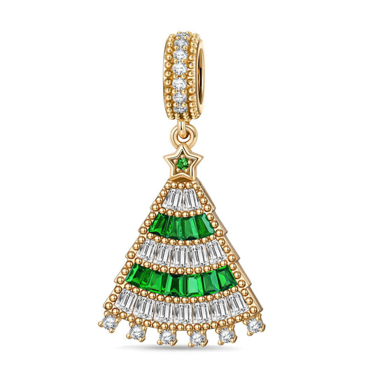 gona- Crystal Snowflake Tree Tarnish-resistant Silver Dangle Charms In 14K Gold Plated